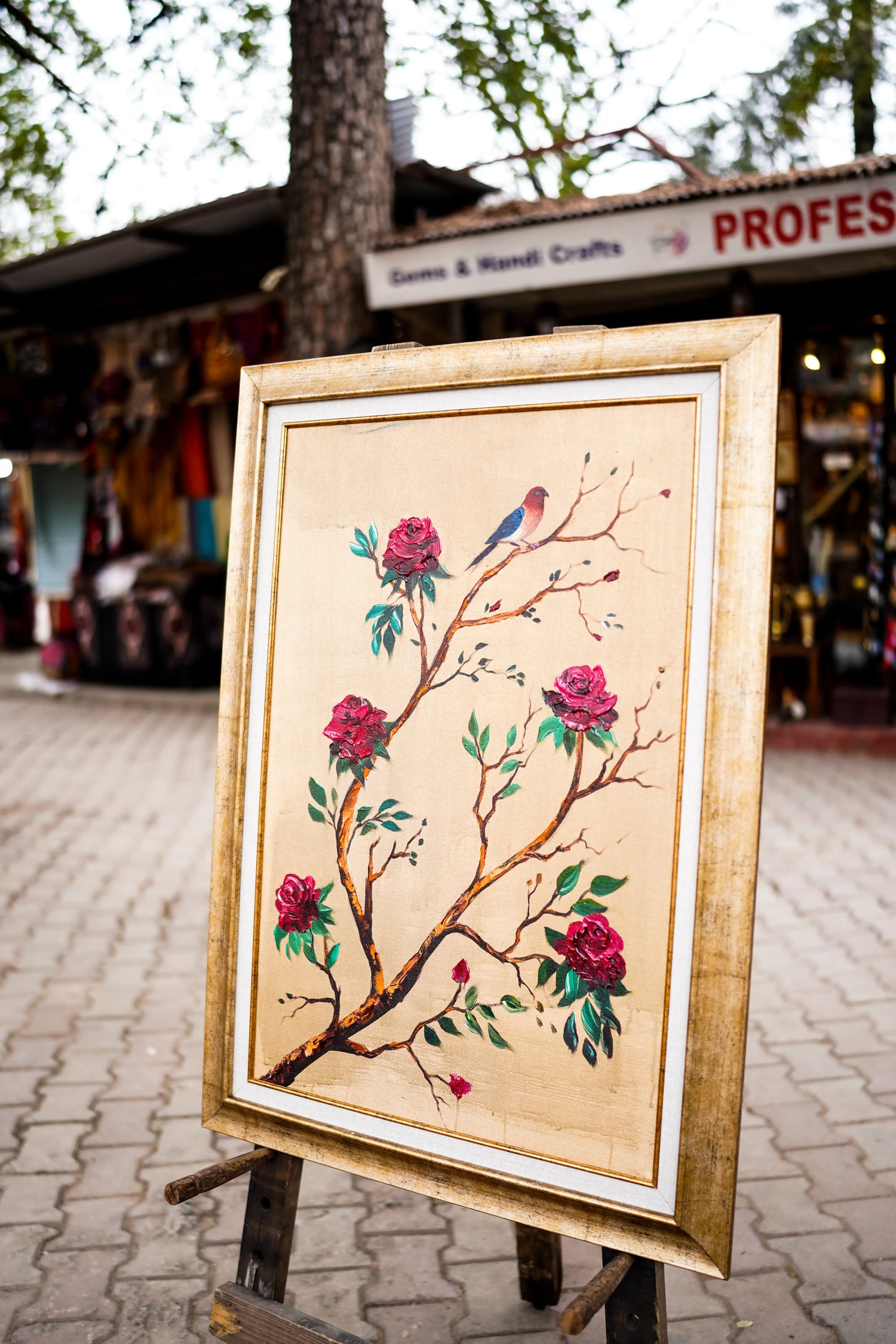 Elegant Rose and Bird Art