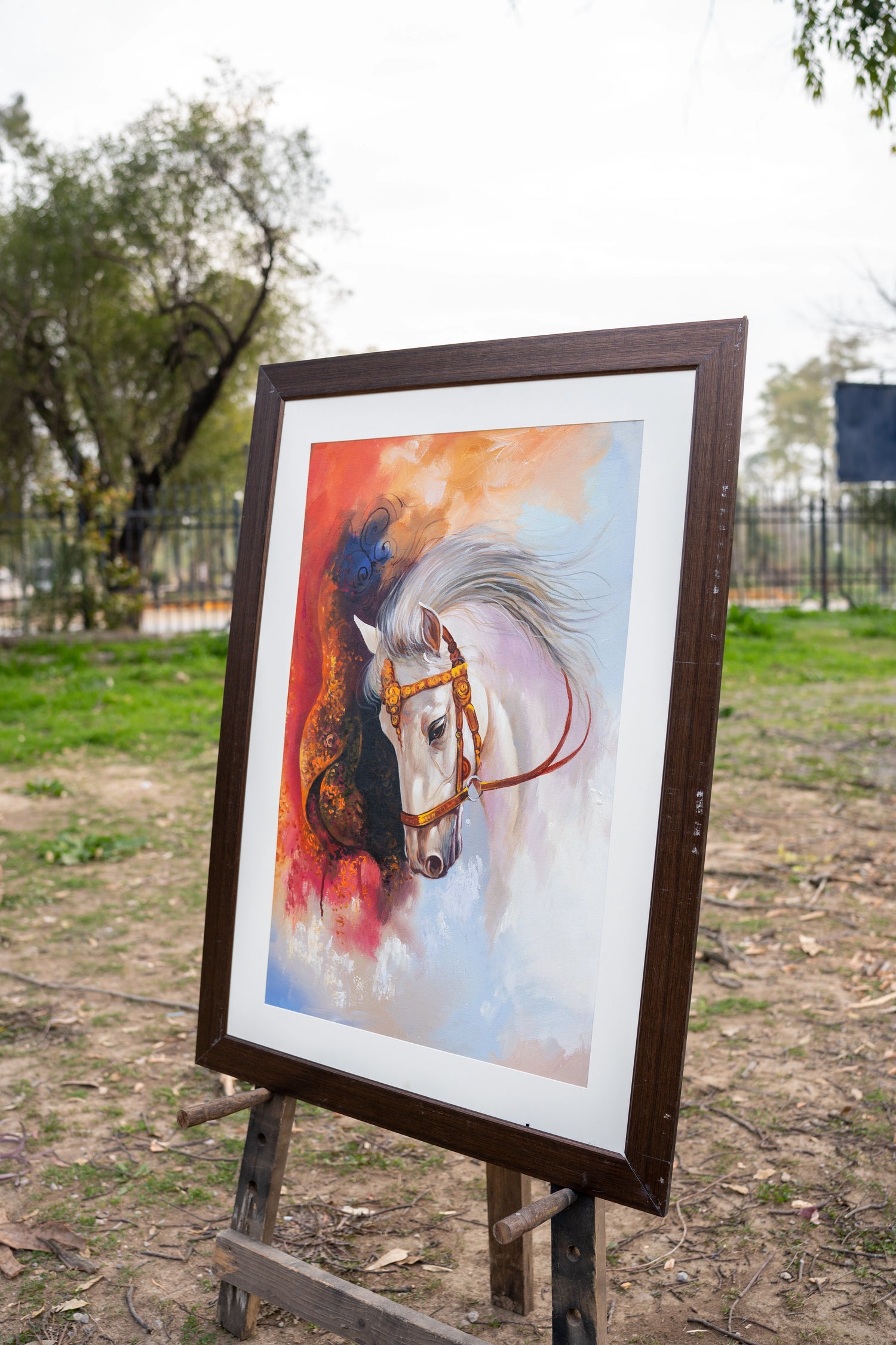Majestic White Horse Oil Painting