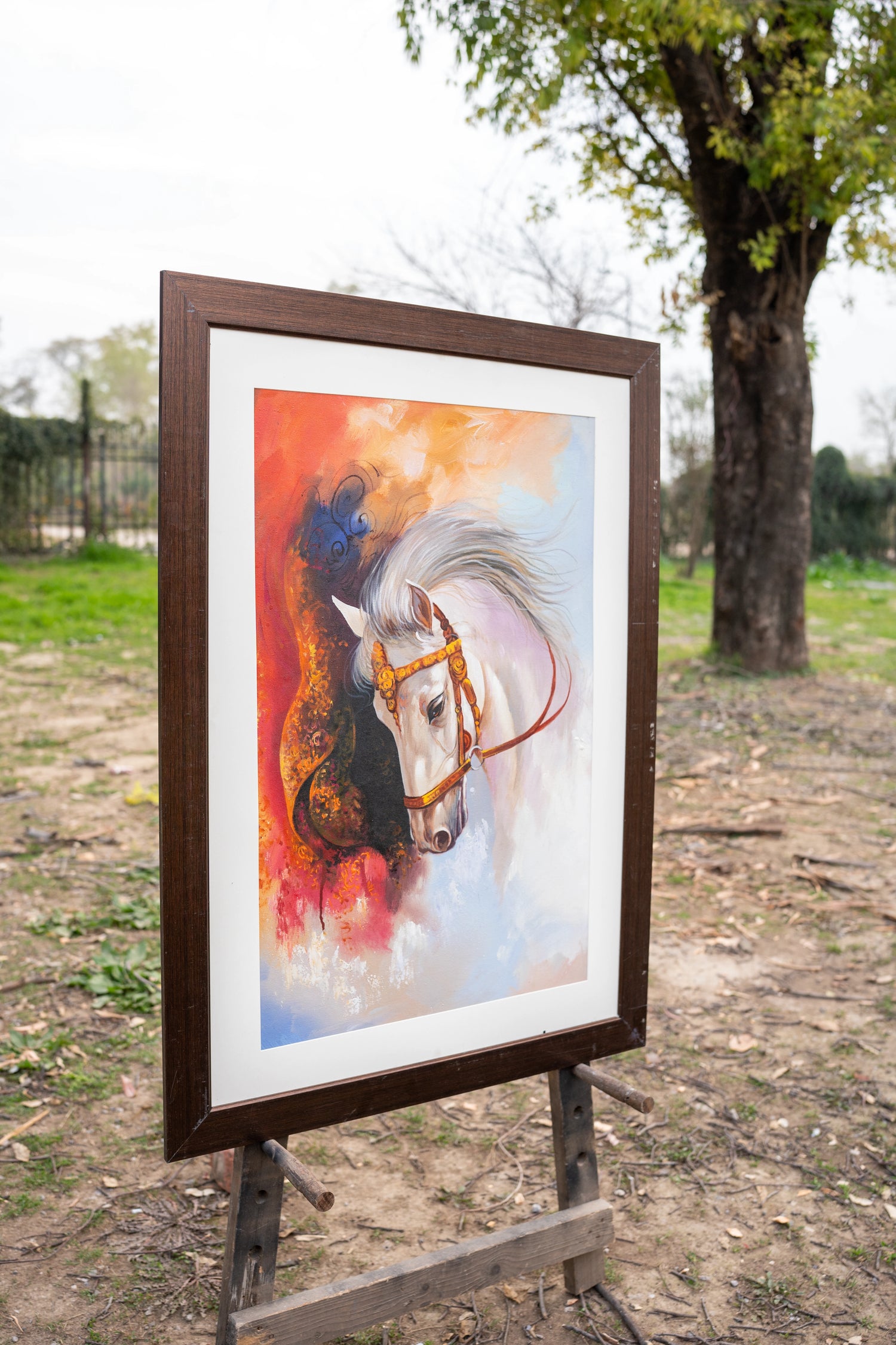 Majestic White Horse Oil Painting