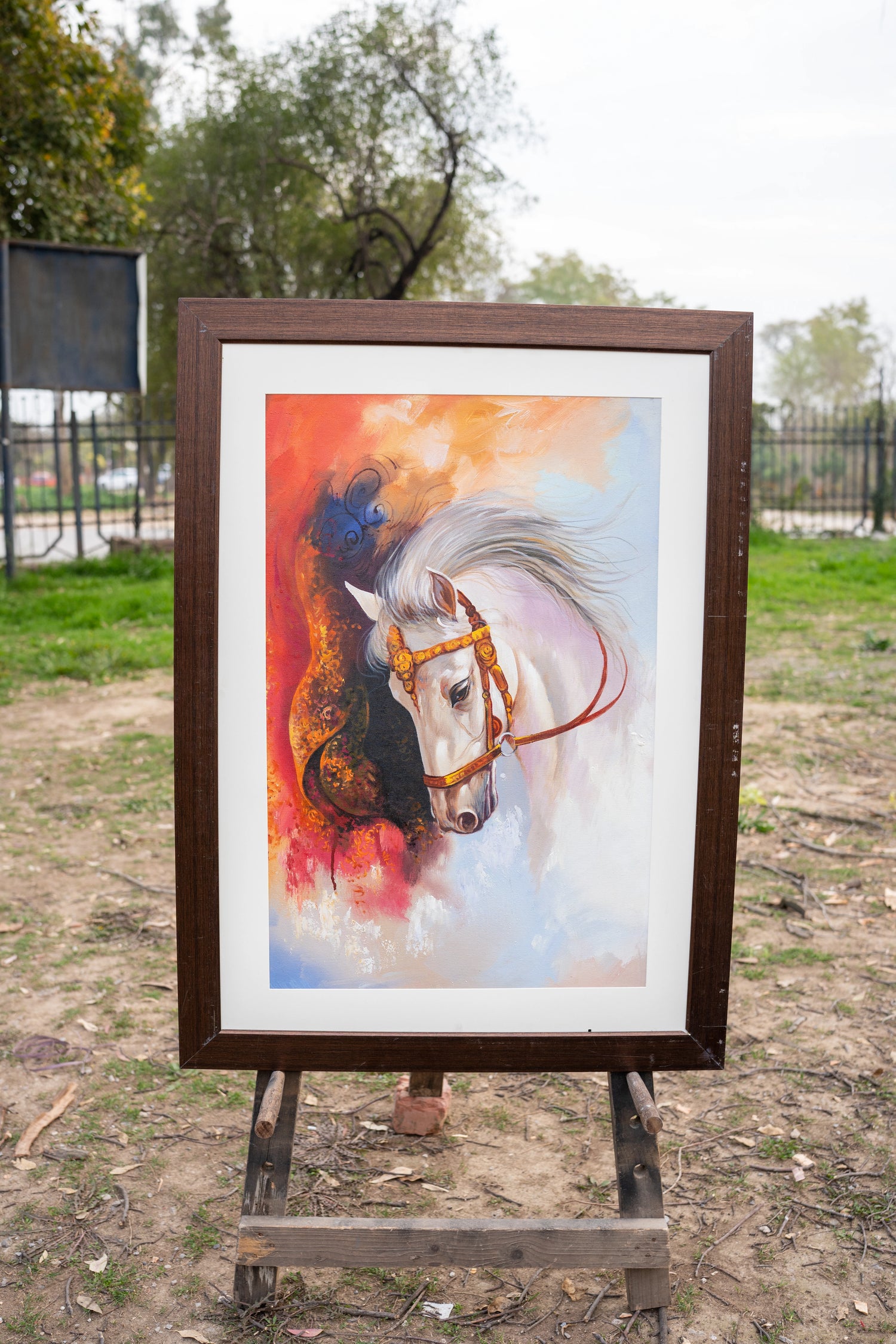 Majestic White Horse Oil Painting