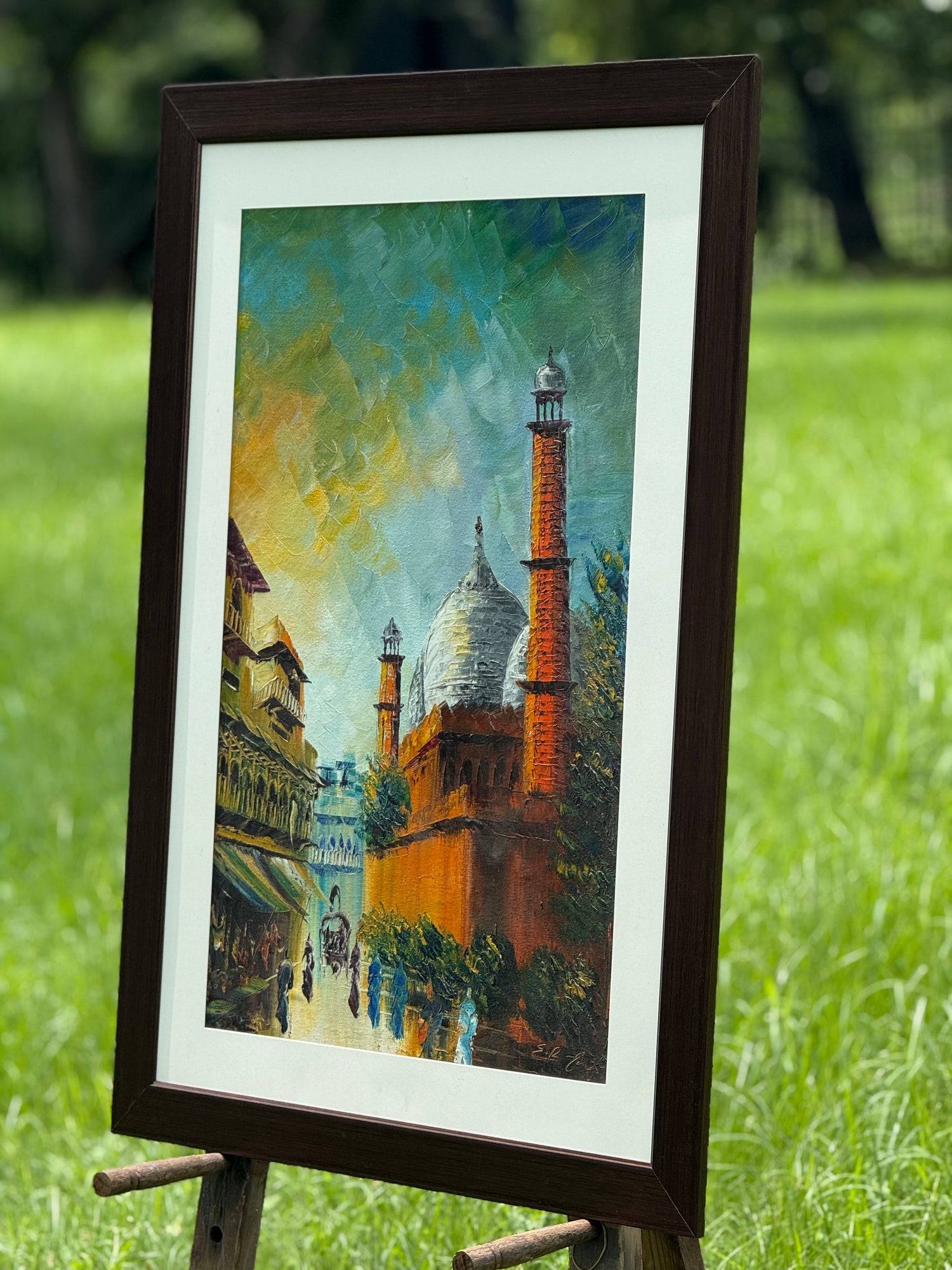 Golden Hour at the Badshahi Mosque– Portrait Palette Painting by Professor's Gallery