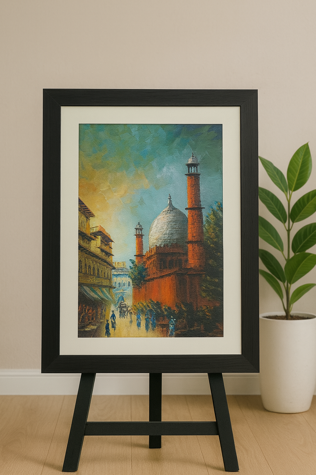 Golden Hour at the Badshahi Mosque– Portrait Palette Painting by Professor's Gallery