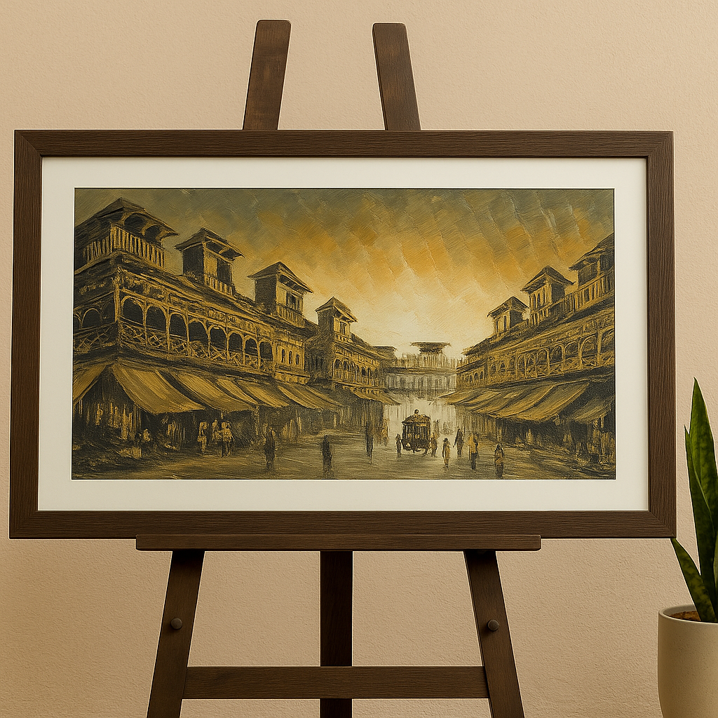 Nightfall at Old Anarkali Bazar– Landscape Palette Knife by Professor's Gallery